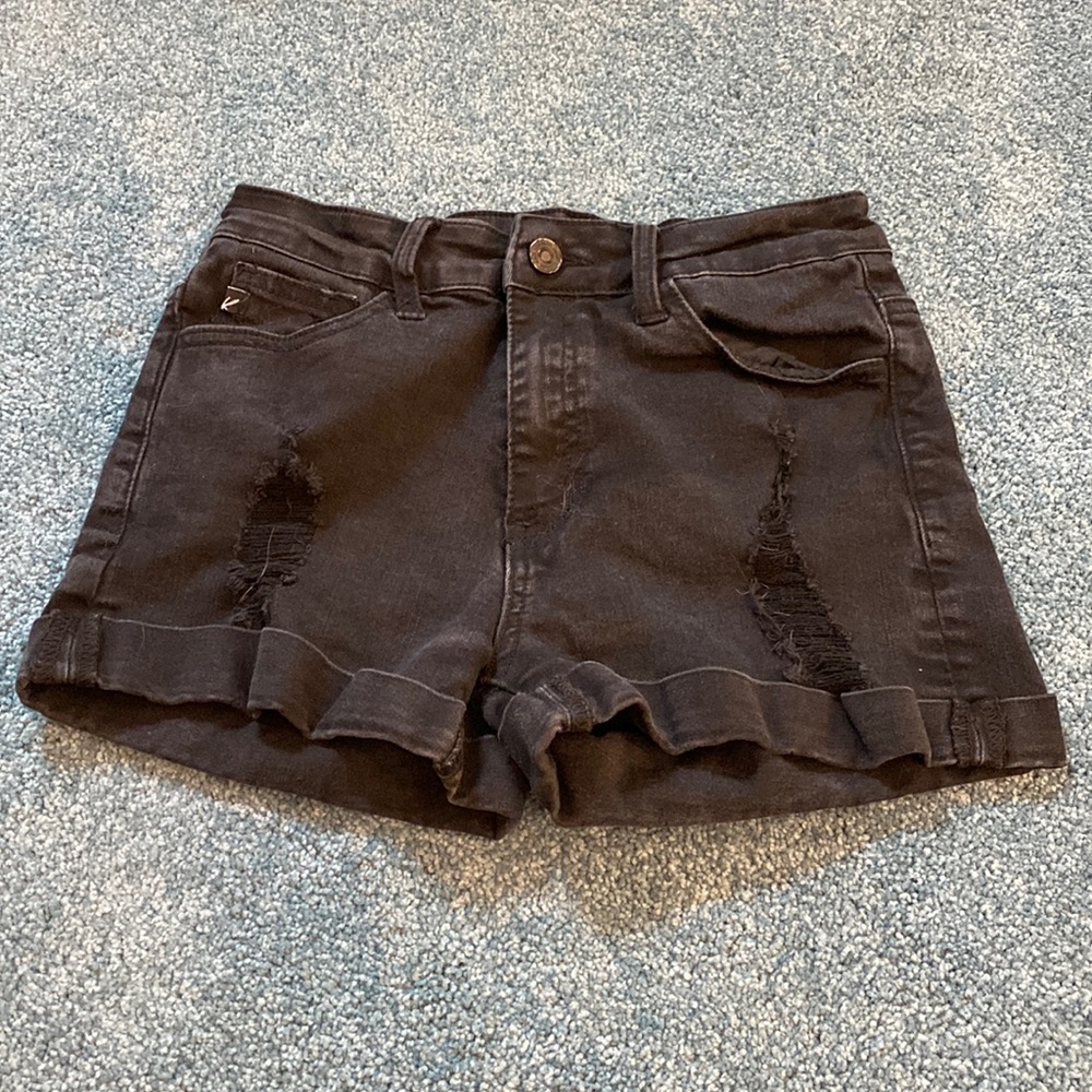 Black Ripped Jean Shorts